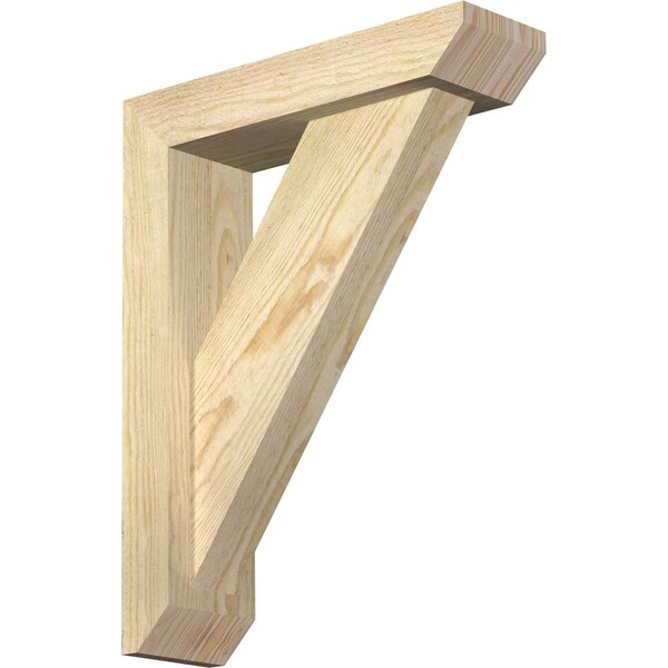 Ekena Millwork Traditional Slat Rough Sawn Bracket w/ Offset Brace, Douglas Fir, 4"W x 14"D x 18"H BKT0402X14X18TRA06RDF - main